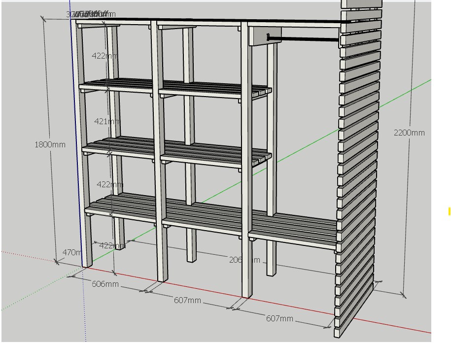 Design regál se zástěnou